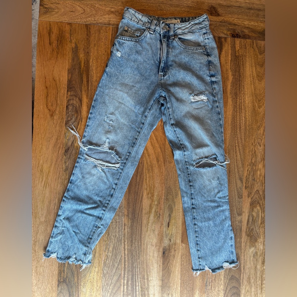 Distressed Blue Jeans - Petite